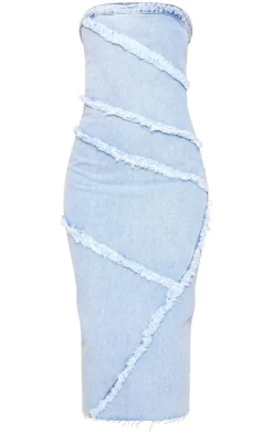 Tall Bandeau Denim Midi Dress-PrettyLittleThing Best