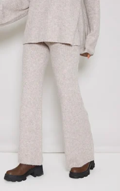 Best PrettyLittleThing Tall Light Luxe Rib Knit Wide Leg Pants Brown