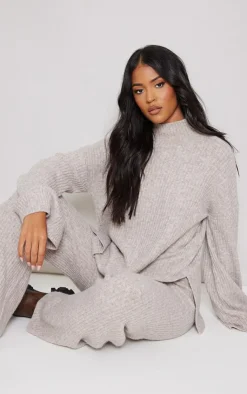 Hot PrettyLittleThing Tall Light Luxe Rib Knit Oversized Sweater Brown