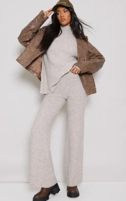 Hot PrettyLittleThing Tall Light Luxe Rib Knit Oversized Sweater Brown