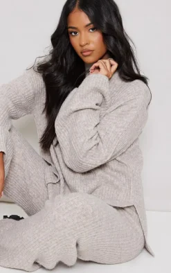 Hot PrettyLittleThing Tall Light Luxe Rib Knit Oversized Sweater Brown
