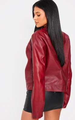 PrettyLittleThing Faux Leather Jackets*Tall Washed Faux Leather Oversized Seam Detail Jacket