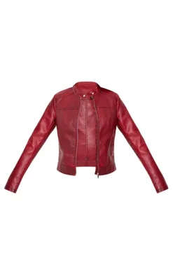 PrettyLittleThing Faux Leather Jackets*Tall Washed Faux Leather Oversized Seam Detail Jacket