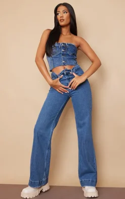 PrettyLittleThing Corsets*Tall Denim Button Up Corset Top