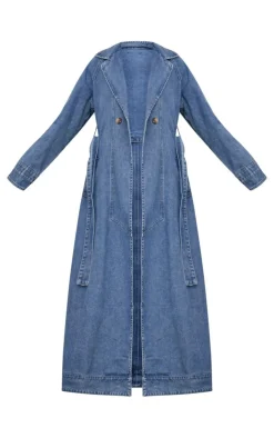 PrettyLittleThing Trench Coats*Tall Belt Detail Denim Trench Coat
