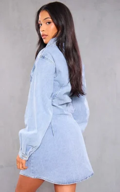 Tall Denim Oversized Shirt Dress-PrettyLittleThing Hot