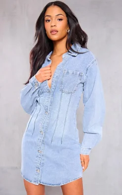 Tall Denim Oversized Shirt Dress-PrettyLittleThing Hot