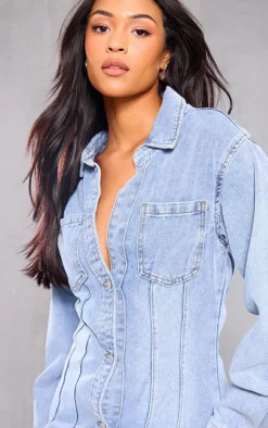 Tall Denim Oversized Shirt Dress-PrettyLittleThing Hot