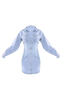 Tall Denim Oversized Shirt Dress-PrettyLittleThing Hot