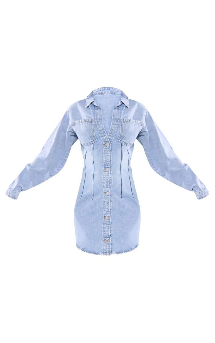 Tall Denim Oversized Shirt Dress-PrettyLittleThing Hot