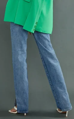 Tall Mid Wash High Waist Split Hem Jeans