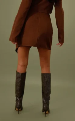 Discount PrettyLittleThing Tall Button Front Mini Skirt mocha brown
