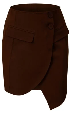 Discount PrettyLittleThing Tall Button Front Mini Skirt mocha brown