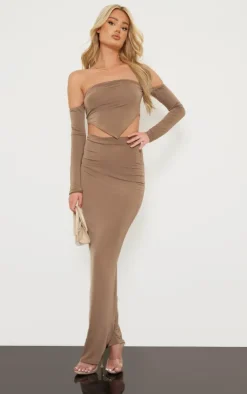 Outlet PrettyLittleThing Tall Midaxi Skirt mocha brown