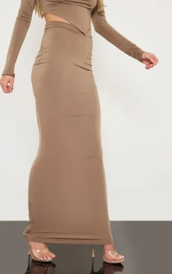 Outlet PrettyLittleThing Tall Midaxi Skirt mocha brown