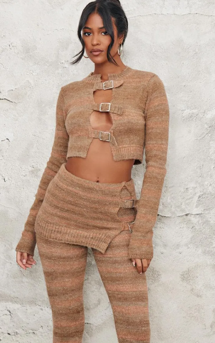Clearance PrettyLittleThing Tall Buckle Detail Long Sleeve Knitted Top Multi