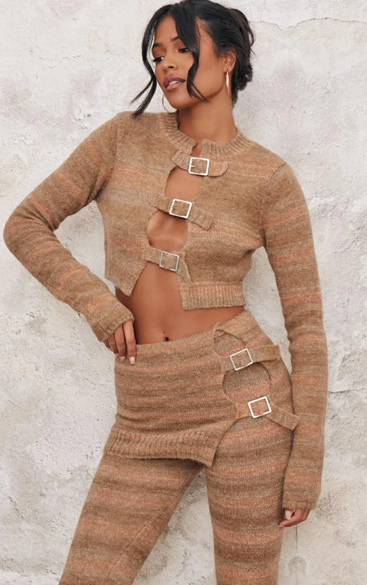 Clearance PrettyLittleThing Tall Buckle Detail Long Sleeve Knitted Top Multi