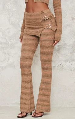 PrettyLittleThing Tall Buckle Detail Knitted Foldover Flares Multi