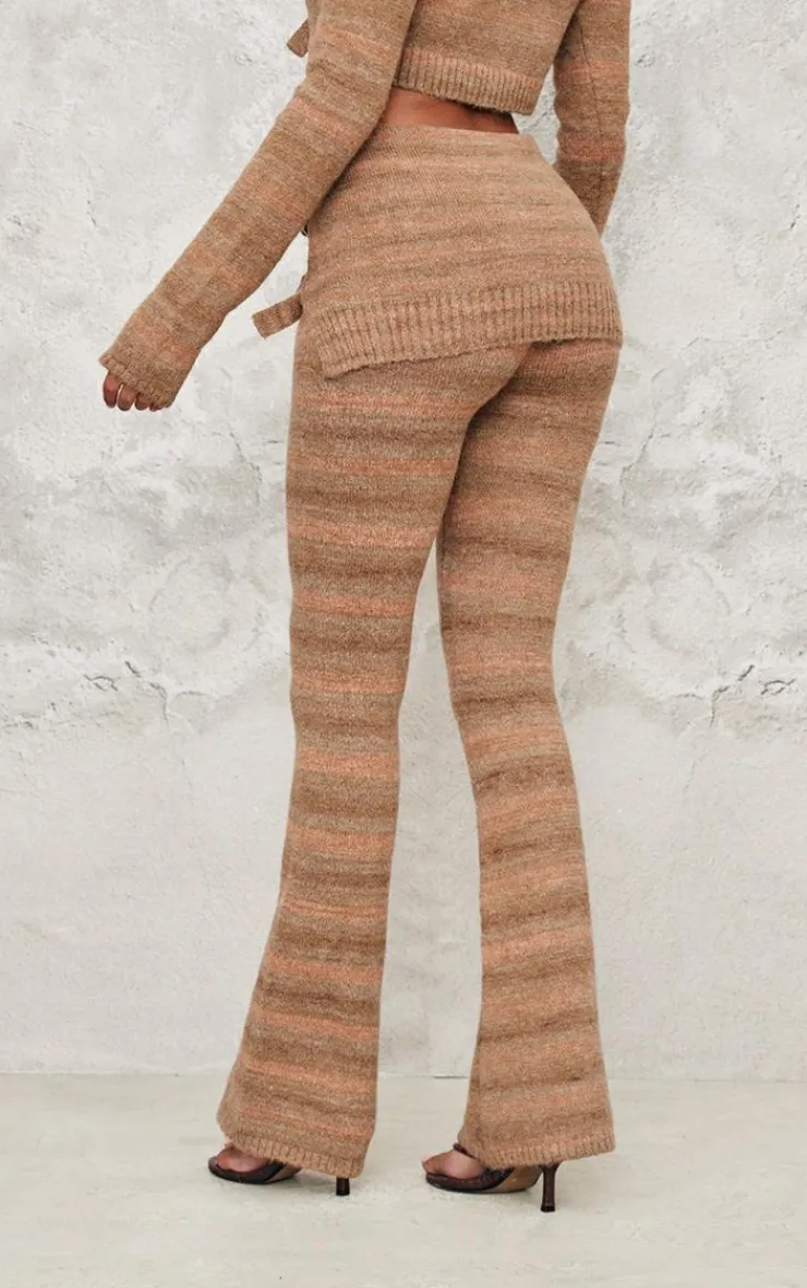 PrettyLittleThing Tall Buckle Detail Knitted Foldover Flares Multi