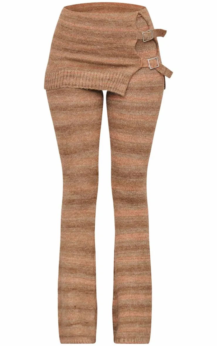 PrettyLittleThing Tall Buckle Detail Knitted Foldover Flares Multi