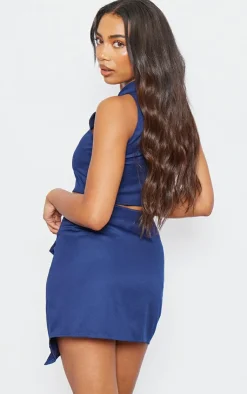 Discount PrettyLittleThing Tall One Button Vest Navy