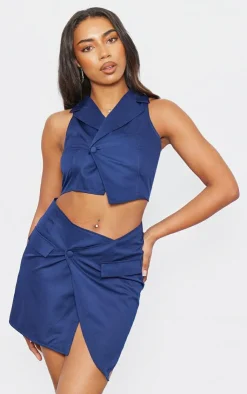 Discount PrettyLittleThing Tall One Button Vest Navy