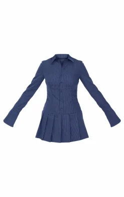 Tall Stripe Shirt Pleated Mini Dress-PrettyLittleThing Online