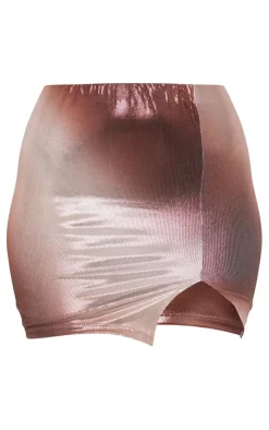 New PrettyLittleThing Tall Glitter Mini Skirt Nude