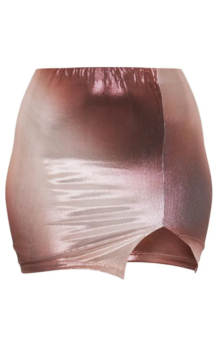 New PrettyLittleThing Tall Glitter Mini Skirt Nude