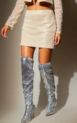 Best PrettyLittleThing Tall Sequin Mini Skirt Nude Pink