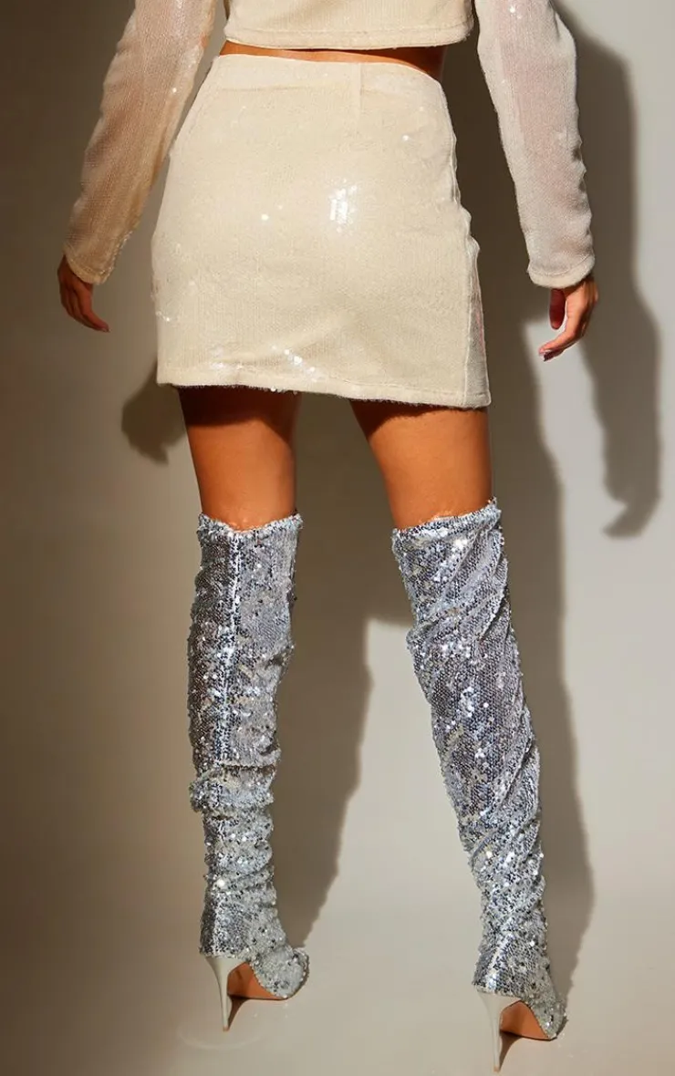 Best PrettyLittleThing Tall Sequin Mini Skirt Nude Pink