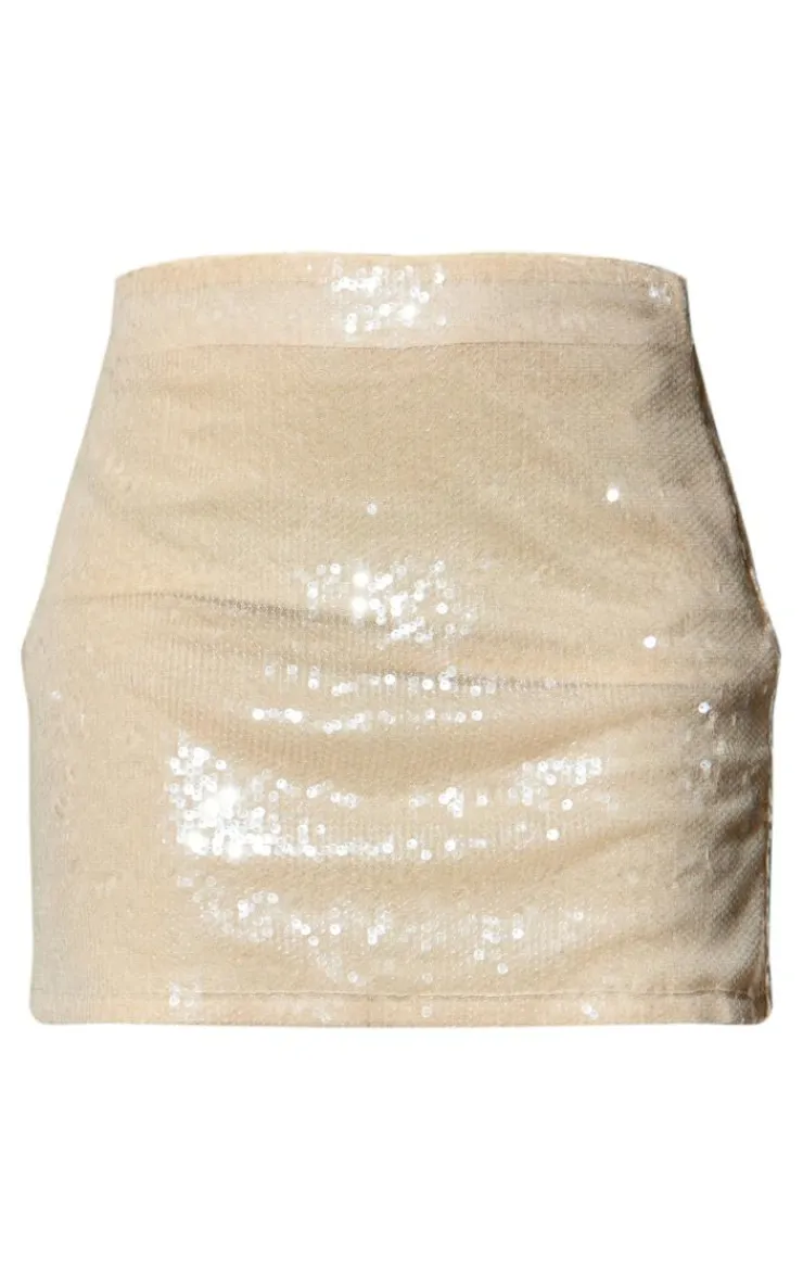 Best PrettyLittleThing Tall Sequin Mini Skirt Nude Pink