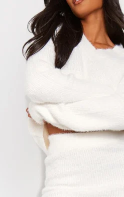 PrettyLittleThing Knitted Two Piece Sets*Tall Fluffy Knitted V Neck Sweater