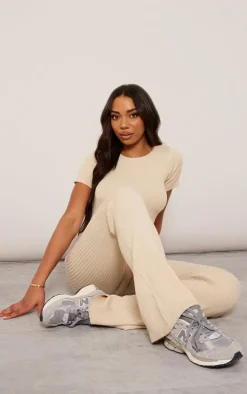 Tall Oatmeal Knitted Zip Up Jumpsuit