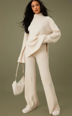 Outlet PrettyLittleThing Tall Luxe Rib Knit Oversized Sweater Oatmeal