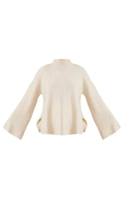 Outlet PrettyLittleThing Tall Luxe Rib Knit Oversized Sweater Oatmeal