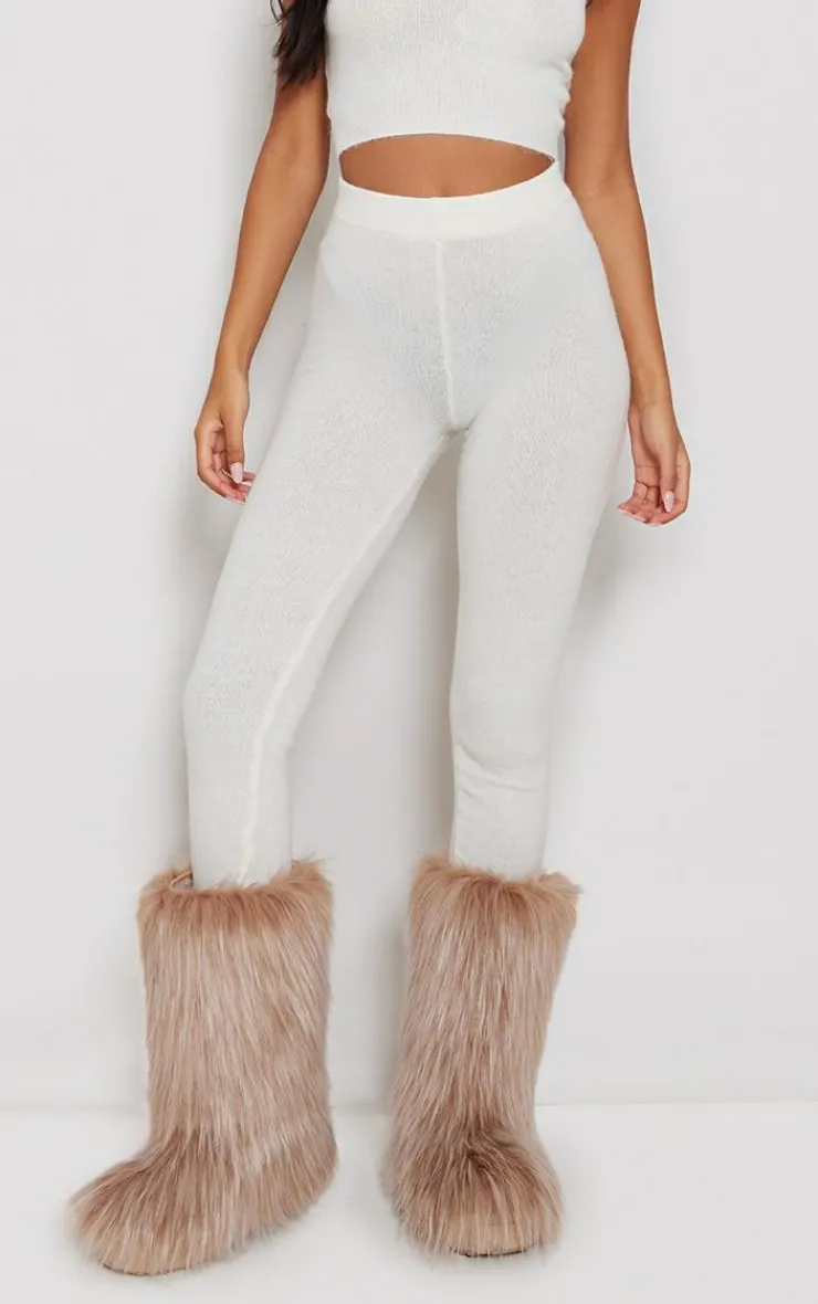 Best PrettyLittleThing Tall Marl Knit Leggings Oatmeal
