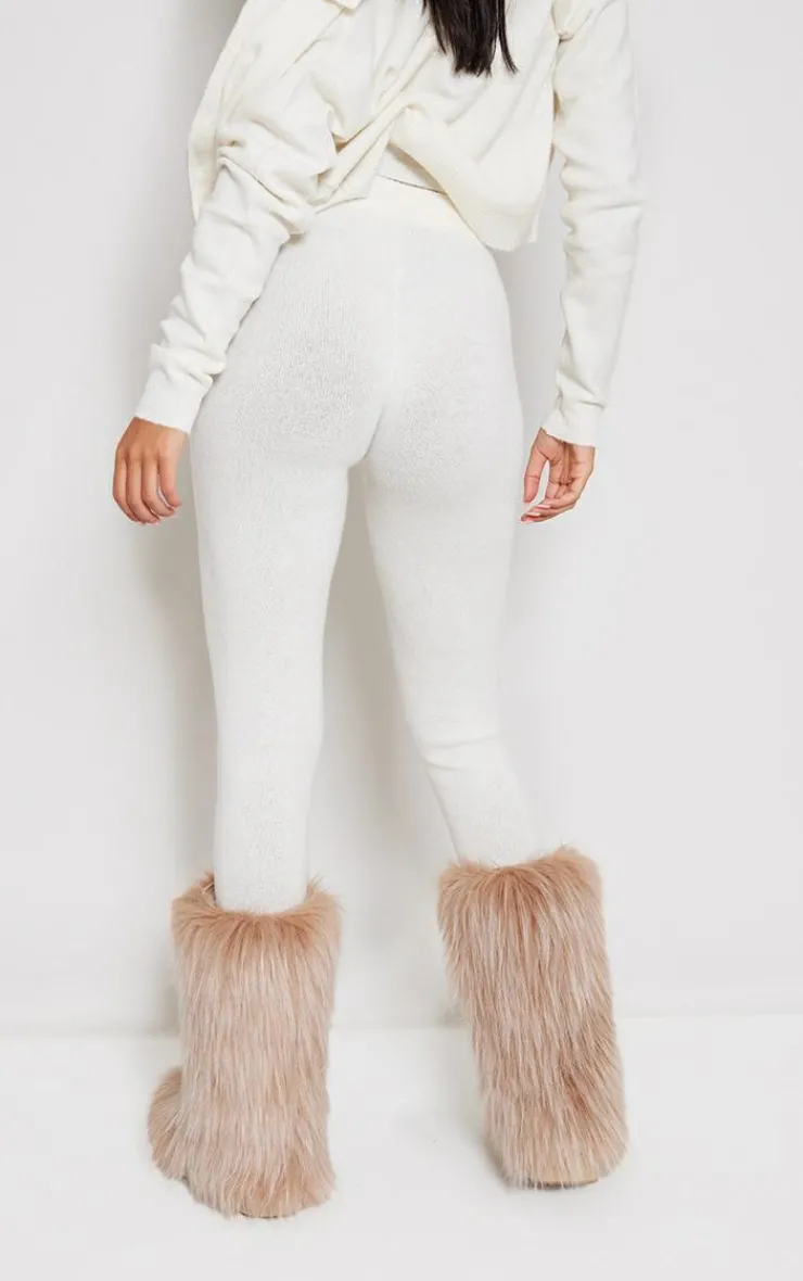 Best PrettyLittleThing Tall Marl Knit Leggings Oatmeal
