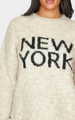 PrettyLittleThing Christmas Shop*Tall New York Boucle Knit Oversized Sweater