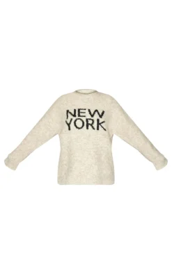 PrettyLittleThing Christmas Shop*Tall New York Boucle Knit Oversized Sweater