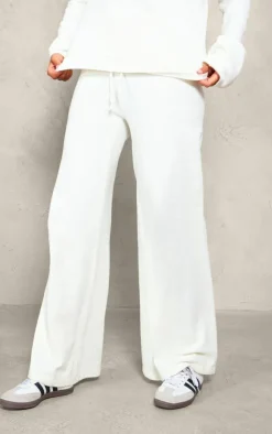 Outlet PrettyLittleThing Tall Soft Textured Knit Drawstring Wide Leg Pants Oatmeal
