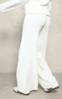 Outlet PrettyLittleThing Tall Soft Textured Knit Drawstring Wide Leg Pants Oatmeal