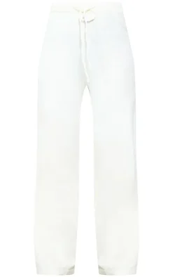 Outlet PrettyLittleThing Tall Soft Textured Knit Drawstring Wide Leg Pants Oatmeal