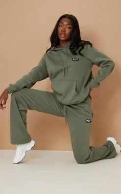 Discount PrettyLittleThing Tall Badge Detailed Oversized Hoodie Olive