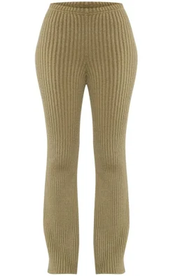 Hot PrettyLittleThing Tall Soft Knit Wide Leg Pants Olive