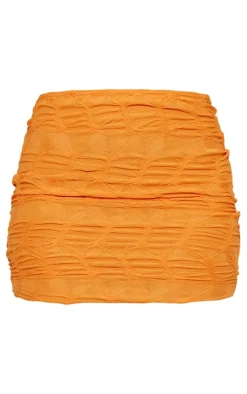 Hot PrettyLittleThing Tall Textured Jersey Low Rise Micro Mini Skirt Orange