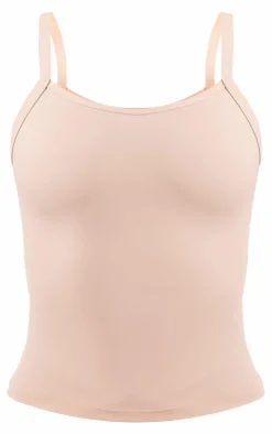 Online PrettyLittleThing Tall Snatched Sculpt Cami Strap Crop Top Pale Khaki