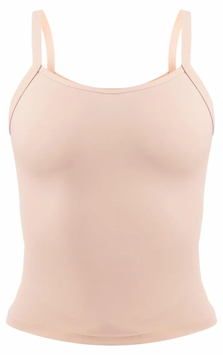 Online PrettyLittleThing Tall Snatched Sculpt Cami Strap Crop Top Pale Khaki