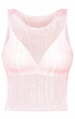 PrettyLittleThing Knitted Tops*Tall Distressed Knit Vest Top