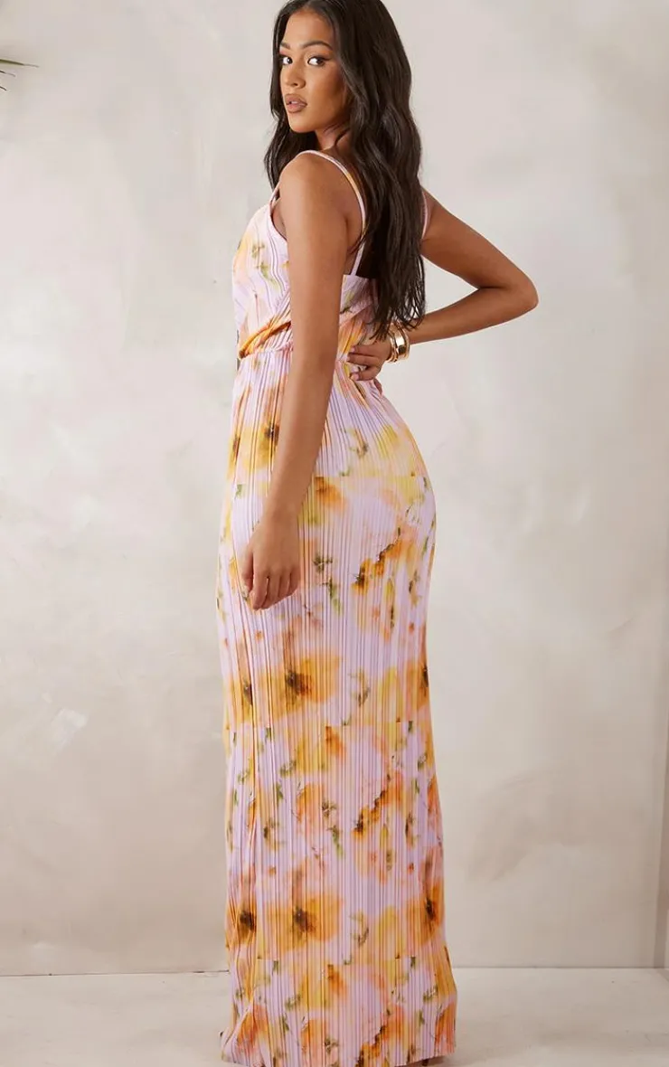 Tall Floral Print Plisse Strappy Maxi Dress-PrettyLittleThing Outlet